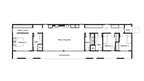 A top-down floor plan diagram of a single-story home, showing labeled rooms including main living area, bedrooms, baths, porch, and entry, with black lines on a white background.